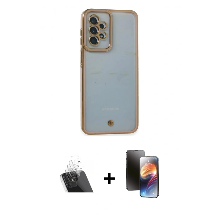 MARSİLYAN™- Galaxy A23 4G Kılıf Çekirdek Klasik Serisi - Siyah 3D Antistatik Mat Seramik Nano Ekran Koruyucu + Kamera Lens Koruma Cam - SF