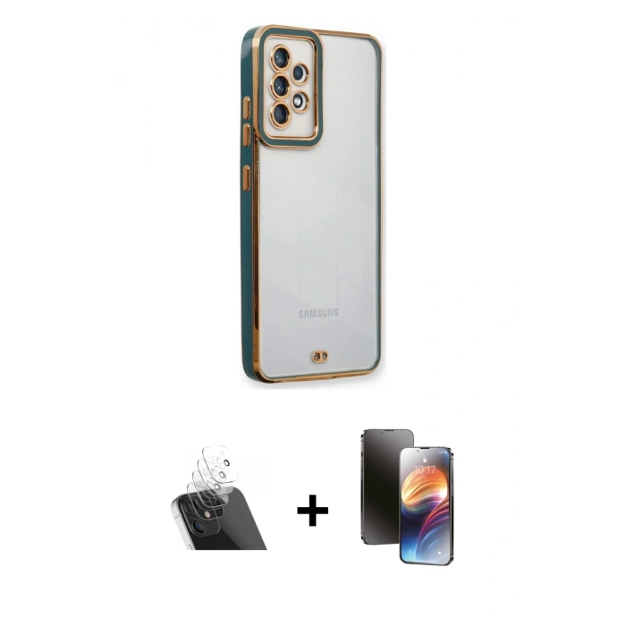 MARSİLYAN™- Galaxy A23 4G Kılıf Çekirdek Klasik Serisi - Siyah 3D Antistatik Mat Seramik Nano Ekran Koruyucu + Kamera Lens Koruma Cam - SF