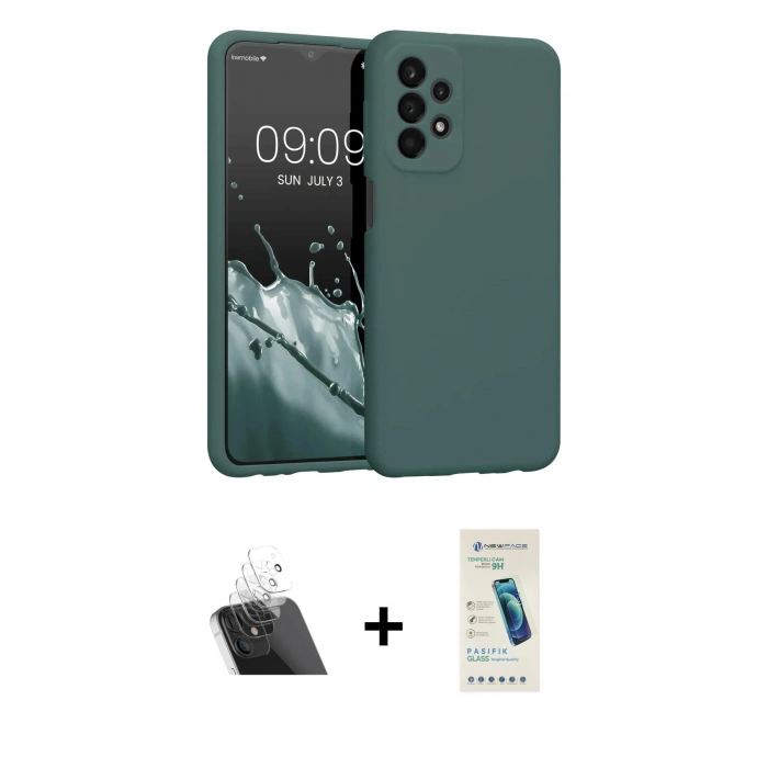 MARSİLYAN™- Galaxy A23 4G Kılıf Kozmos Yansıma Özel Seri - Şeffaf Pasifik Cam Ekran Koruyucu + Kamera Lens Koruma Cam - SF