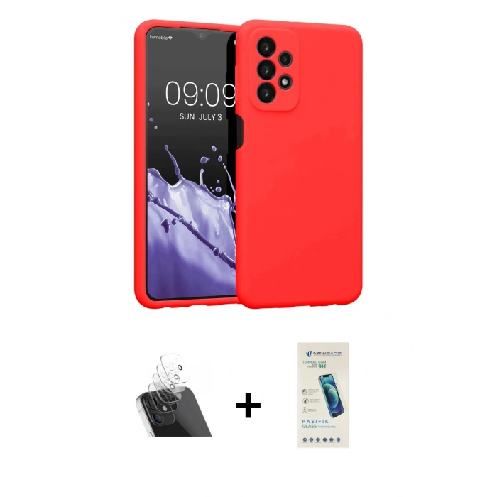 MARSİLYAN™- Galaxy A23 4G Kılıf Kozmos Yansıma Özel Seri - Şeffaf Pasifik Cam Ekran Koruyucu + Kamera Lens Koruma Cam - SF