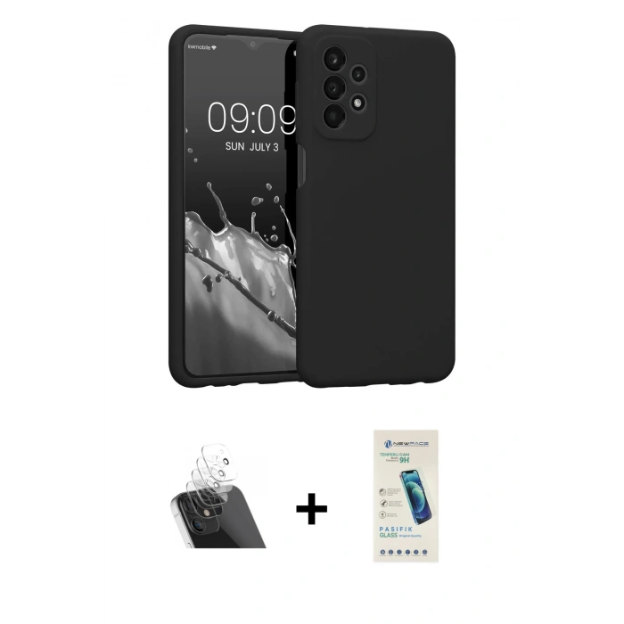 MARSİLYAN™- Galaxy A23 4G Kılıf Kozmos Yansıma Özel Seri - Şeffaf Pasifik Cam Ekran Koruyucu + Kamera Lens Koruma Cam - SF