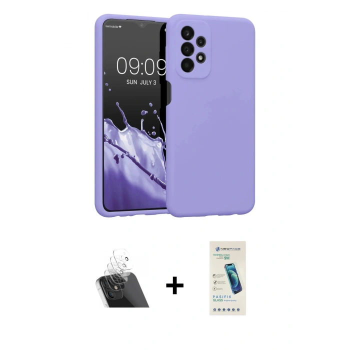 MARSİLYAN™- Galaxy A23 4G Kılıf Kozmos Yansıma Özel Seri - Şeffaf Pasifik Cam Ekran Koruyucu + Kamera Lens Koruma Cam - SF