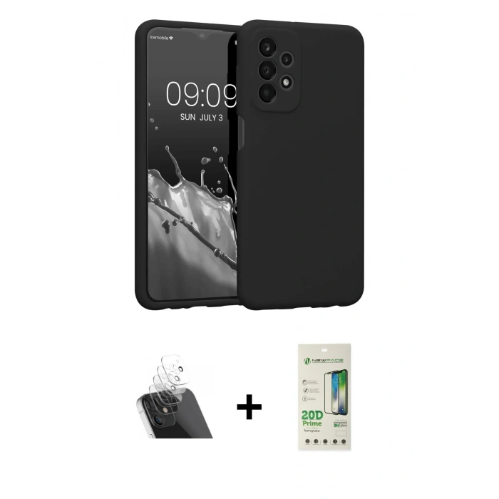 MARSİLYAN™- Galaxy A23 4G Kılıf Kozmos Yansıma Özel Seri - Siyah 20D Premium Cam Ekran Koruyucu + Kamera Lens Koruma Cam - SF