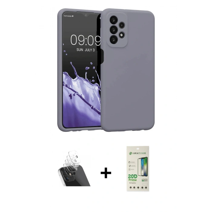 MARSİLYAN™- Galaxy A23 4G Kılıf Kozmos Yansıma Özel Seri - Siyah 20D Premium Cam Ekran Koruyucu + Kamera Lens Koruma Cam - SF
