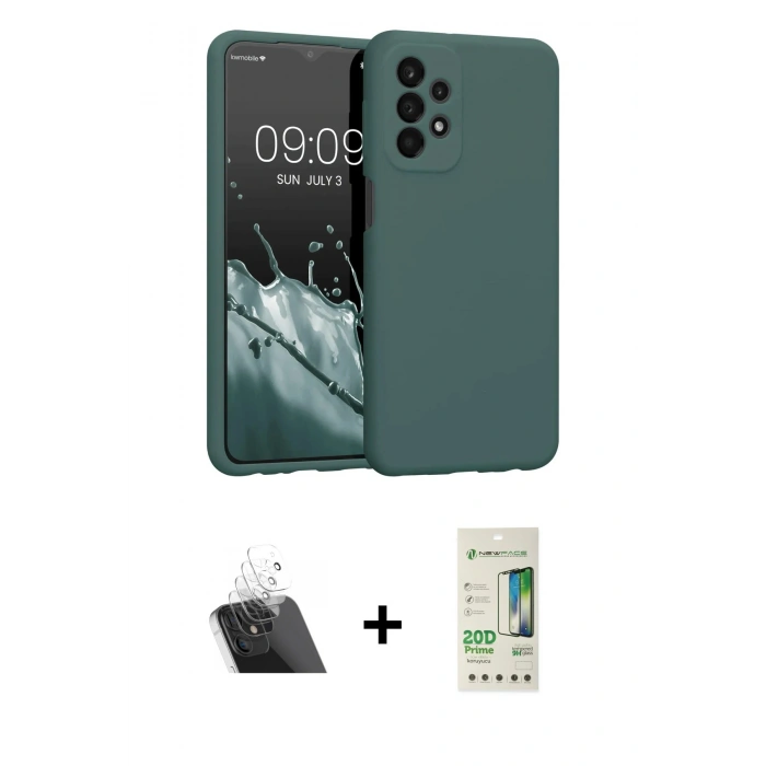 MARSİLYAN™- Galaxy A23 4G Kılıf Kozmos Yansıma Özel Seri - Siyah 20D Premium Cam Ekran Koruyucu + Kamera Lens Koruma Cam - SF