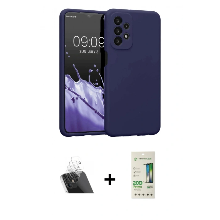 MARSİLYAN™- Galaxy A23 4G Kılıf Kozmos Yansıma Özel Seri - Siyah 20D Premium Cam Ekran Koruyucu + Kamera Lens Koruma Cam - SF