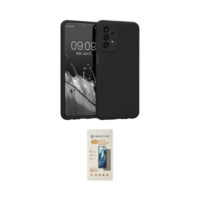 MARSİLYAN™- Galaxy A23 4G Kılıf Kozmos Yansıma Özel Seri - Siyah 6D Mat Seramik Hayalet Nano Ekran Koruyucu