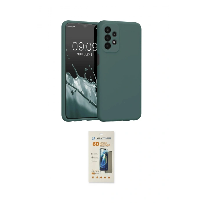 MARSİLYAN™- Galaxy A23 4G Kılıf Kozmos Yansıma Özel Seri - Siyah 6D Mat Seramik Hayalet Nano Ekran Koruyucu