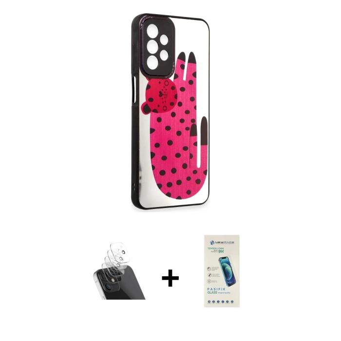 MARSİLYAN™- Galaxy A23 4G Kılıf Odak Klasik Serisi - Şeffaf Pasifik Cam Ekran Koruyucu + Şeffaf Kamera Lens Koruma Cam