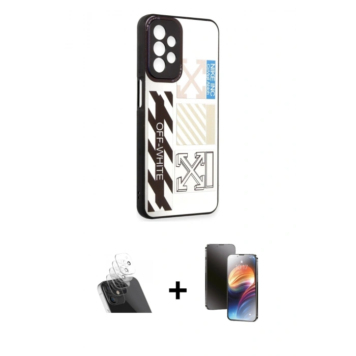 MARSİLYAN™- Galaxy A23 4G Kılıf Odak Klasik Serisi - Siyah 3D Antistatik Mat Seramik Nano Ekran Koruyucu + Kamera Lens Koruma Cam - SF
