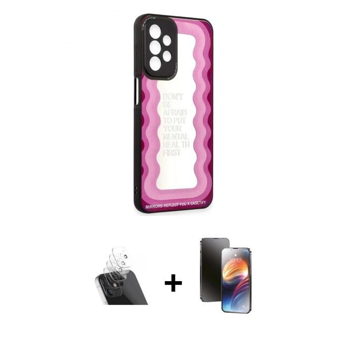 MARSİLYAN™- Galaxy A23 4G Kılıf Odak Klasik Serisi - Siyah 3D Antistatik Mat Seramik Nano Ekran Koruyucu + Kamera Lens Koruma Cam - SF