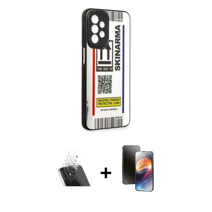 MARSİLYAN™- Galaxy A23 4G Kılıf Odak Klasik Serisi - Siyah 3D Antistatik Mat Seramik Nano Ekran Koruyucu + Kamera Lens Koruma Cam - SF