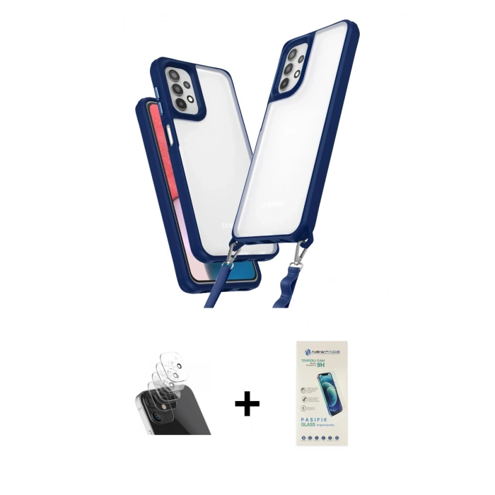 MARSİLYAN™- Galaxy A23 4G Kılıf Ufuk Klasik - Şeffaf Pasifik Cam Ekran Koruyucu + Kamera Lens Koruma Cam - SF