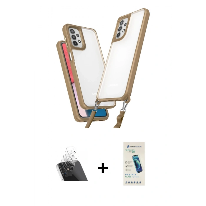 MARSİLYAN™- Galaxy A23 4G Kılıf Ufuk Klasik - Şeffaf Pasifik Cam Ekran Koruyucu + Kamera Lens Koruma Cam - SF