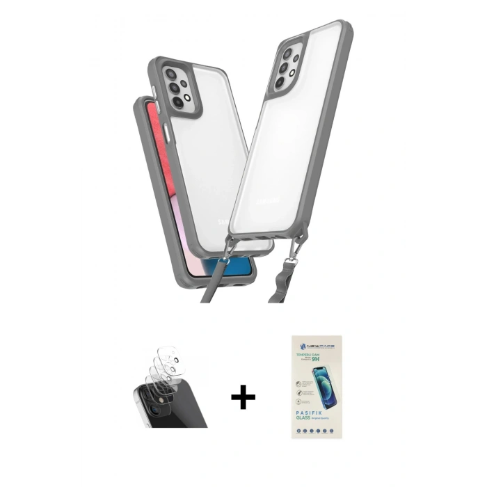 MARSİLYAN™- Galaxy A23 4G Kılıf Ufuk Klasik - Şeffaf Pasifik Cam Ekran Koruyucu + Kamera Lens Koruma Cam - SF
