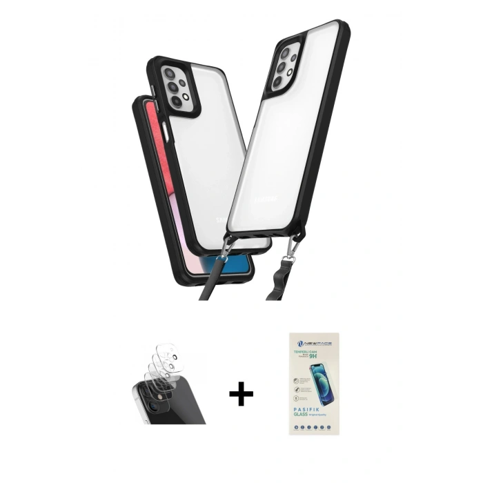 MARSİLYAN™- Galaxy A23 4G Kılıf Ufuk Klasik - Şeffaf Pasifik Cam Ekran Koruyucu + Kamera Lens Koruma Cam - SF