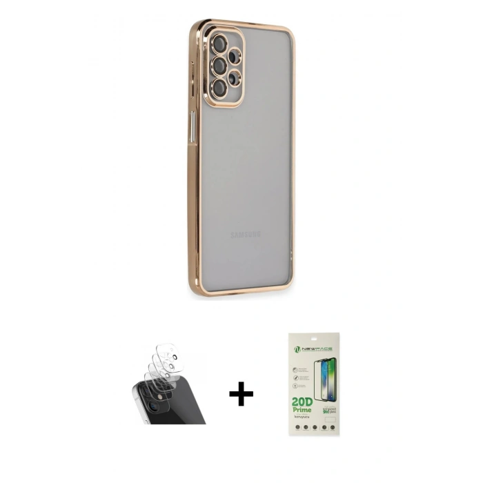 MARSİLYAN™- Galaxy A23 4G Kılıf Vadi Minimal - Siyah 20D Premium Cam Ekran Koruyucu + Şeffaf Kamera Lens Koruma Cam