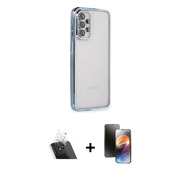 MARSİLYAN™- Galaxy A23 4G Kılıf Vadi Minimal - Siyah 3D Antistatik Mat Seramik Nano Ekran Koruyucu + Kamera Lens Koruma Cam - SF