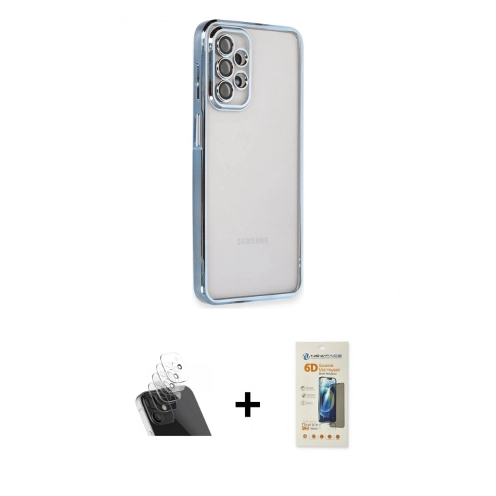 MARSİLYAN™- Galaxy A23 4G Kılıf Vadi Minimal - Siyah 6D Mat Seramik Hayalet Nano Ekran Koruyucu + Kamera Lens Koruma Cam - SF