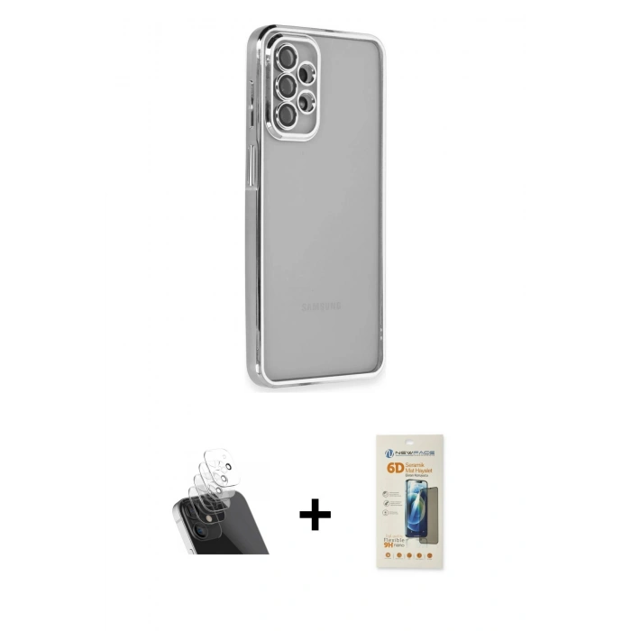 MARSİLYAN™- Galaxy A23 4G Kılıf Vadi Minimal - Siyah 6D Mat Seramik Hayalet Nano Ekran Koruyucu + Kamera Lens Koruma Cam - SF