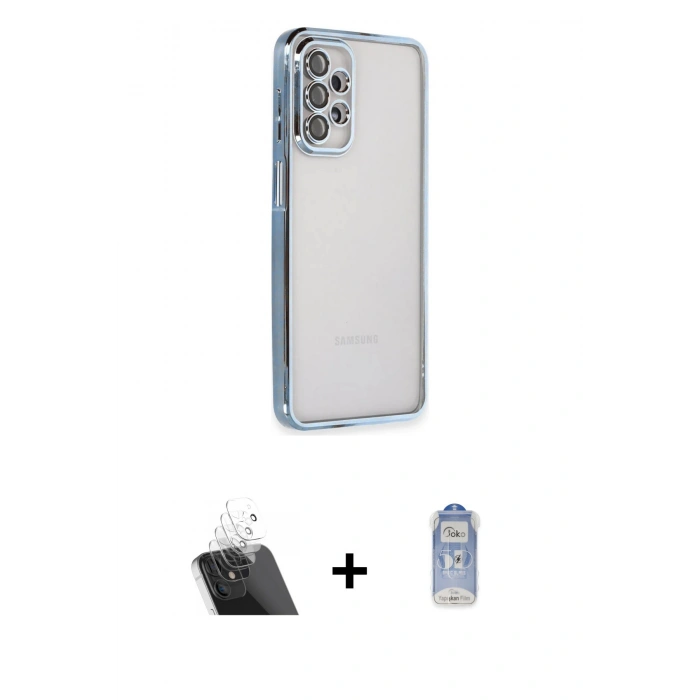 MARSİLYAN™- Galaxy A23 4G Kılıf Vadi Minimal - Siyah Joko Magic 5D Cam + Kamera Lens Koruma Cam - SF