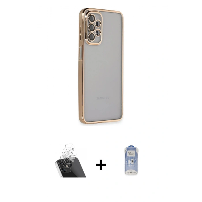 MARSİLYAN™- Galaxy A23 4G Kılıf Vadi Minimal - Siyah Joko Magic 5D Cam + Kamera Lens Koruma Cam - SF