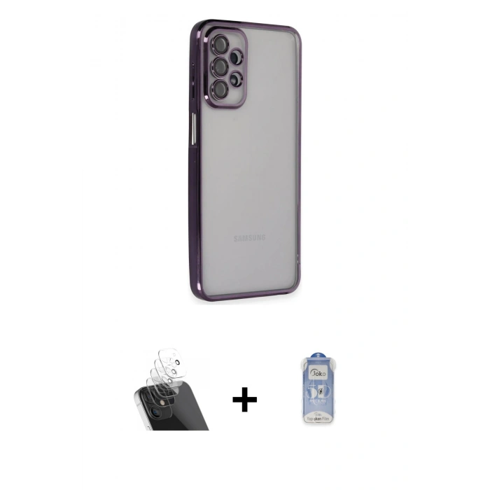 MARSİLYAN™- Galaxy A23 4G Kılıf Vadi Minimal - Siyah Joko Magic 5D Cam + Kamera Lens Koruma Cam - SF