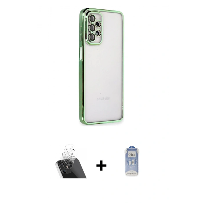 MARSİLYAN™- Galaxy A23 4G Kılıf Vadi Minimal - Siyah Joko Magic 5D Cam + Kamera Lens Koruma Cam - SF