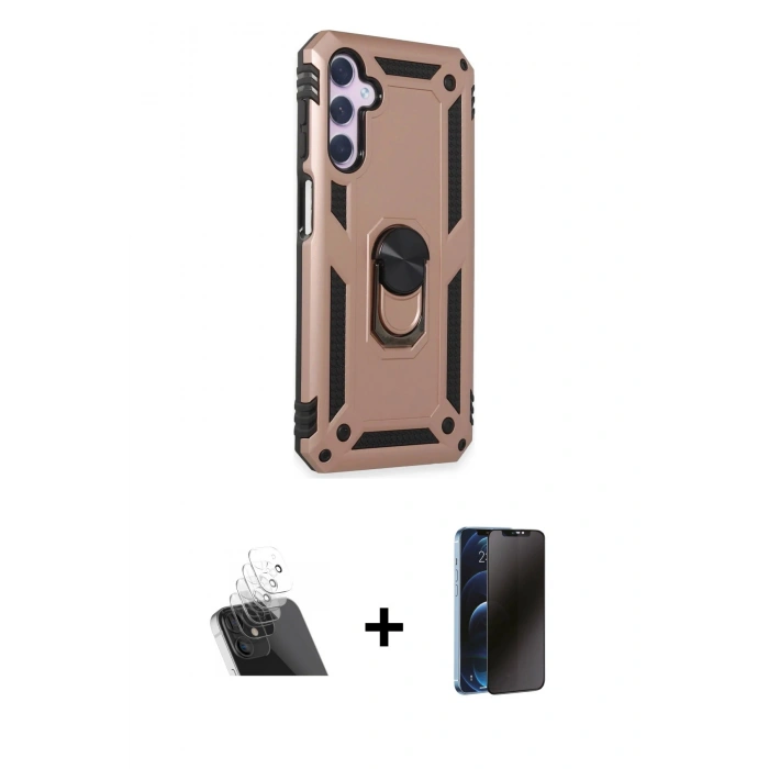 MARSİLYAN™- Galaxy A24 4G Kılıf Ahenk Klasik Koleksiyonu - Siyah 3D Antistatik Hayalet Cam Ekran Koruyucu + Kamera Lens Koruma Cam - SF