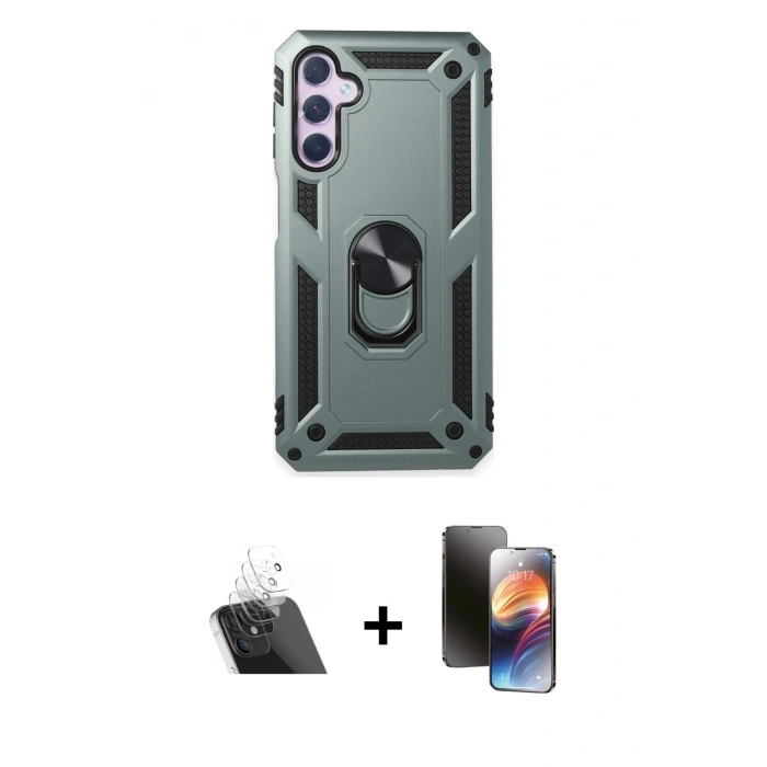 MARSİLYAN™- Galaxy A24 4G Kılıf Ahenk Klasik Koleksiyonu - Siyah 3D Antistatik Mat Seramik Nano Ekran Koruyucu + Kamera Lens Koruma Cam - SF