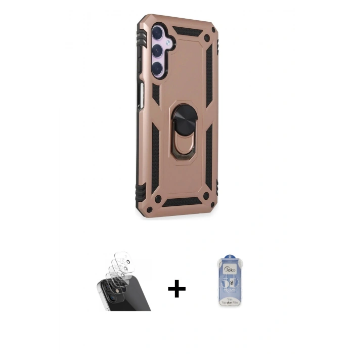 MARSİLYAN™- Galaxy A24 4G Kılıf Ahenk Klasik Koleksiyonu - Siyah Joko Magic 5D Cam + Kamera Lens Koruma Cam - SF
