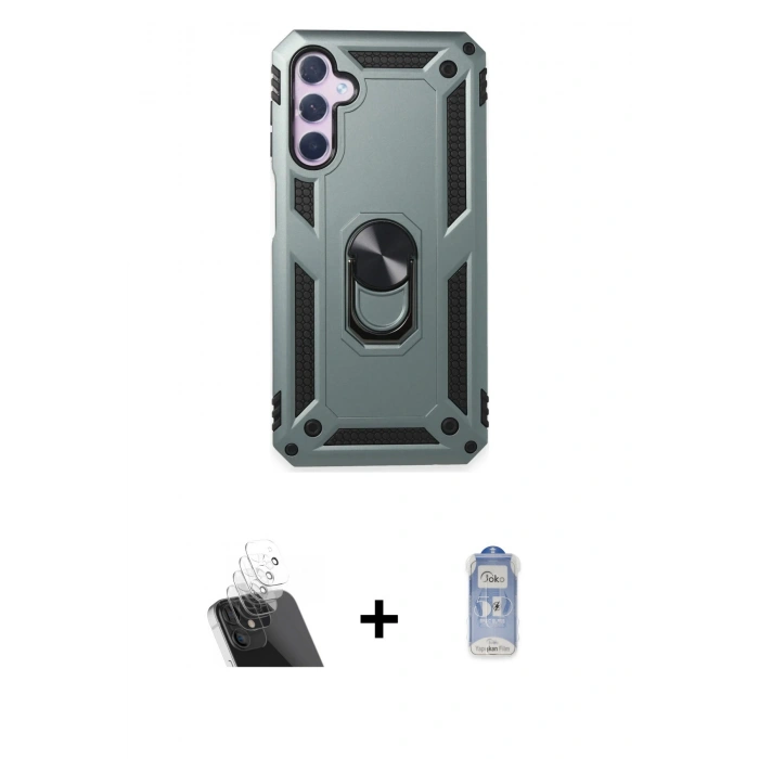 MARSİLYAN™- Galaxy A24 4G Kılıf Ahenk Klasik Koleksiyonu - Siyah Joko Magic 5D Cam + Kamera Lens Koruma Cam - SF