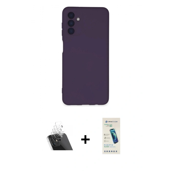 MARSİLYAN™- Galaxy A24 4G Kılıf Ahenk Serisi - Şeffaf Pasifik Cam Ekran Koruyucu + Kamera Lens Koruma Cam - SF