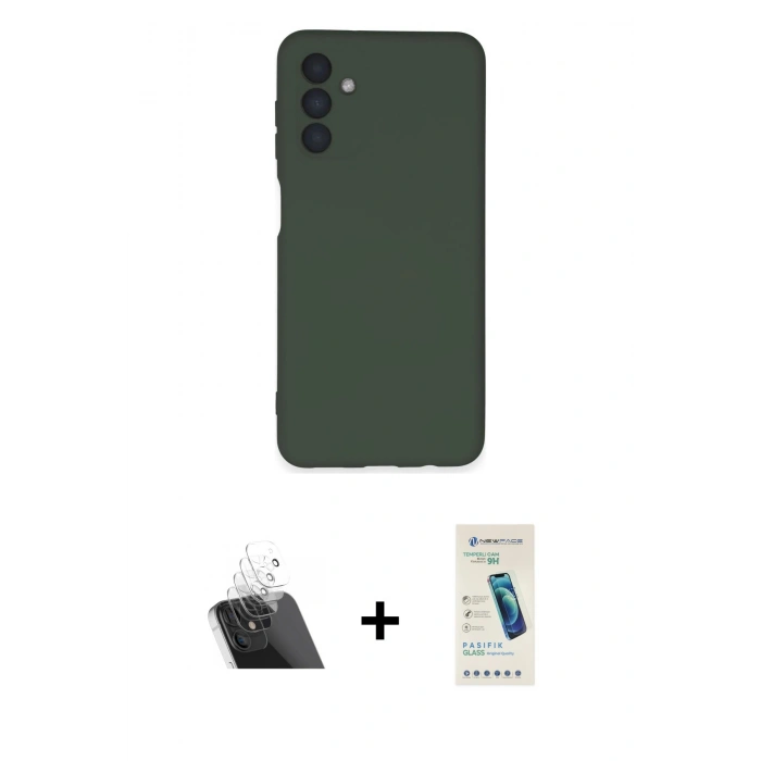 MARSİLYAN™- Galaxy A24 4G Kılıf Ahenk Serisi - Şeffaf Pasifik Cam Ekran Koruyucu + Kamera Lens Koruma Cam - SF