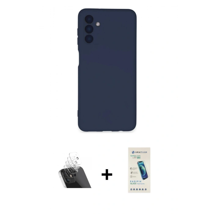 MARSİLYAN™- Galaxy A24 4G Kılıf Ahenk Serisi - Şeffaf Pasifik Cam Ekran Koruyucu + Kamera Lens Koruma Cam - SF