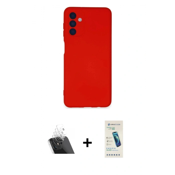 MARSİLYAN™- Galaxy A24 4G Kılıf Ahenk Serisi - Şeffaf Pasifik Cam Ekran Koruyucu + Kamera Lens Koruma Cam - SF