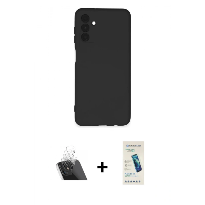 MARSİLYAN™- Galaxy A24 4G Kılıf Ahenk Serisi - Şeffaf Pasifik Cam Ekran Koruyucu + Kamera Lens Koruma Cam - SF