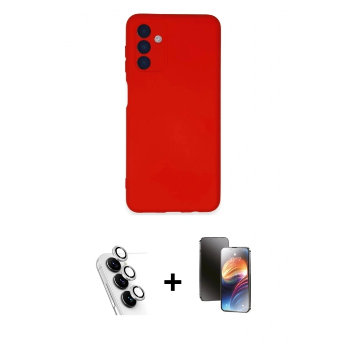 MARSİLYAN™- Galaxy A24 4G Kılıf Ahenk Serisi - Siyah 3D Antistatik Mat Seramik Nano Ekran Koruyucu + Valdez Metal Kamera Lens - GS