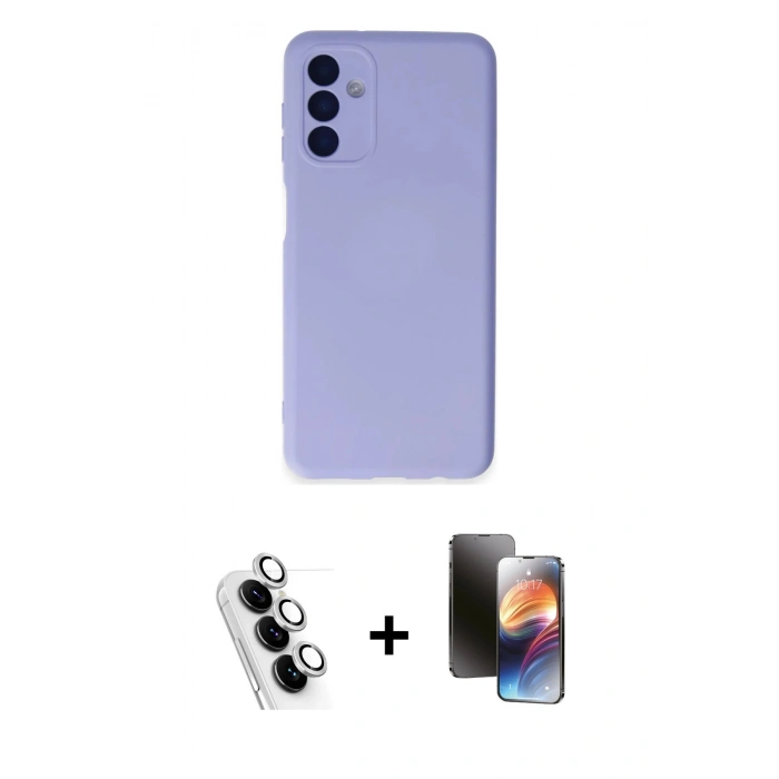 MARSİLYAN™- Galaxy A24 4G Kılıf Ahenk Serisi - Siyah 3D Antistatik Mat Seramik Nano Ekran Koruyucu + Valdez Metal Kamera Lens - GS