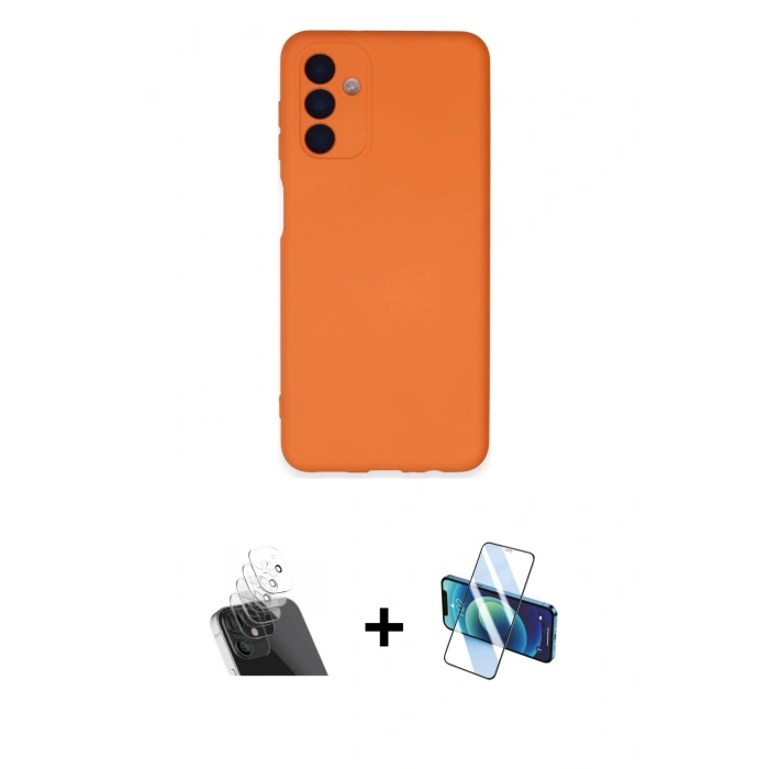 MARSİLYAN™- Galaxy A24 4G Kılıf Ahenk Serisi - Siyah 3D Antistatik Seramik Nano Ekran Koruyucu + Kamera Lens Koruma Cam - SF