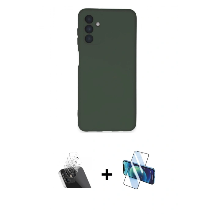 MARSİLYAN™- Galaxy A24 4G Kılıf Ahenk Serisi - Siyah 3D Antistatik Seramik Nano Ekran Koruyucu + Kamera Lens Koruma Cam - SF