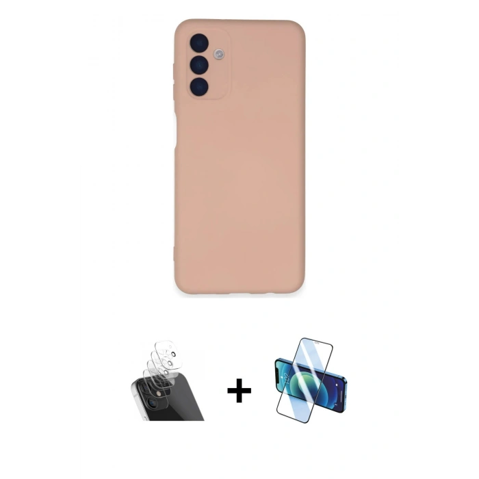 MARSİLYAN™- Galaxy A24 4G Kılıf Ahenk Serisi - Siyah 3D Antistatik Seramik Nano Ekran Koruyucu + Kamera Lens Koruma Cam - SF