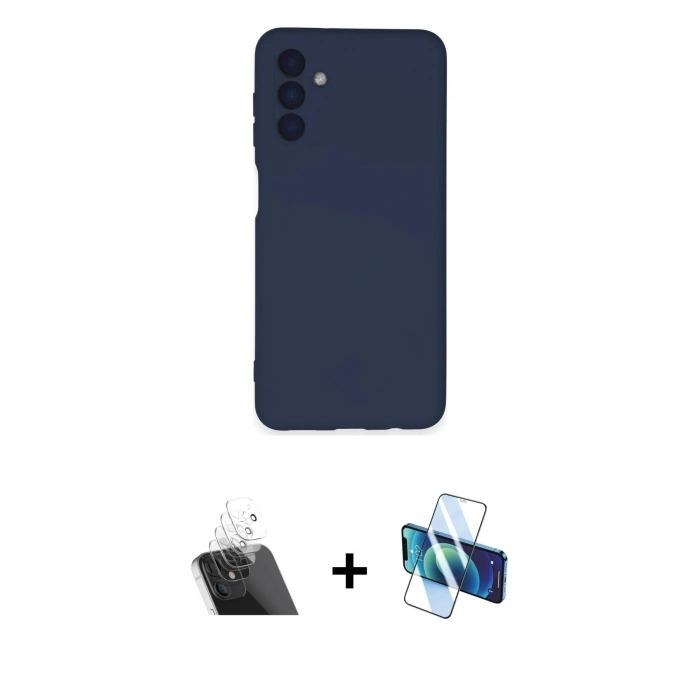 MARSİLYAN™- Galaxy A24 4G Kılıf Ahenk Serisi - Siyah 3D Antistatik Seramik Nano Ekran Koruyucu + Kamera Lens Koruma Cam - SF