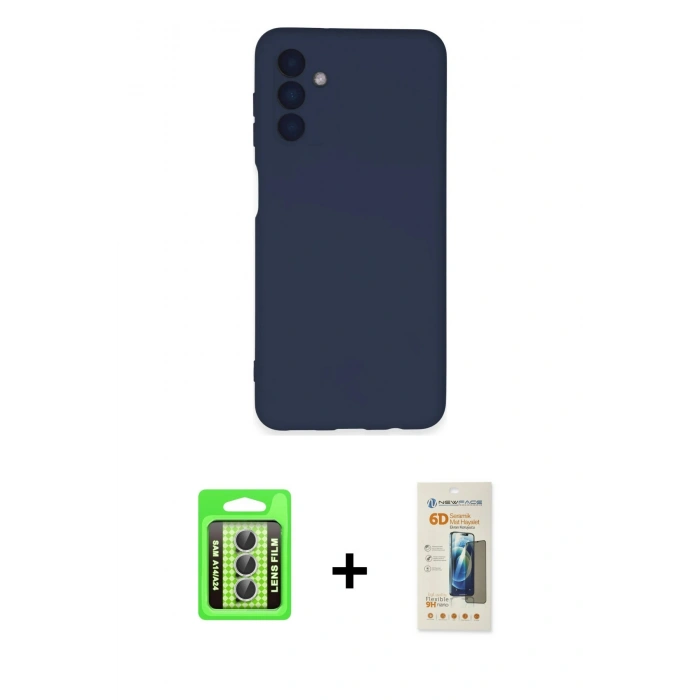 MARSİLYAN™- Galaxy A24 4G Kılıf Ahenk Serisi - Siyah 6D Mat Seramik Hayalet Nano Ekran Koruyucu + Raze Metal Kamera Lens - GS