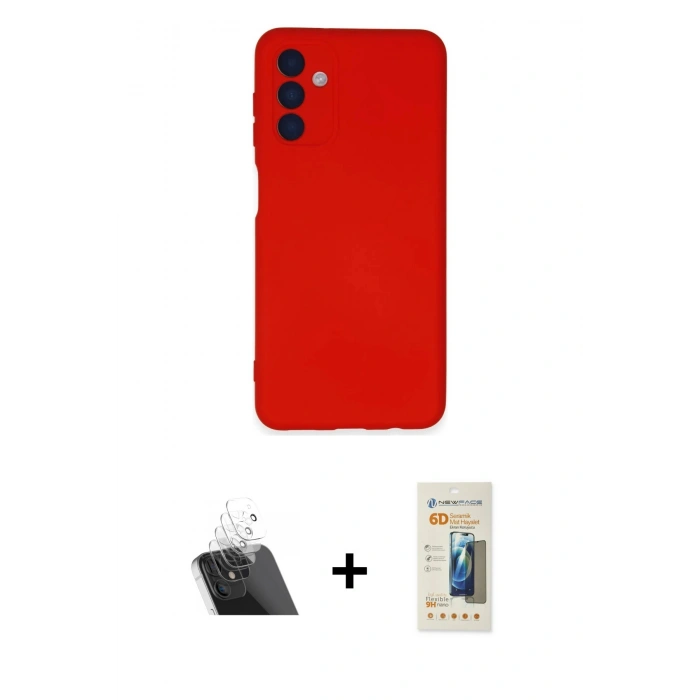 MARSİLYAN™- Galaxy A24 4G Kılıf Ahenk Serisi - Siyah 6D Mat Seramik Hayalet Nano Ekran Koruyucu + Kamera Lens Koruma Cam - SF