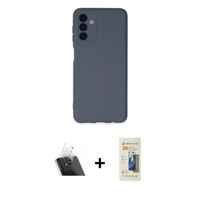 MARSİLYAN™- Galaxy A24 4G Kılıf Ahenk Serisi - Siyah 6D Mat Seramik Hayalet Nano Ekran Koruyucu + Kamera Lens Koruma Cam - SF