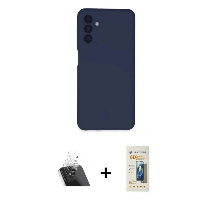 MARSİLYAN™- Galaxy A24 4G Kılıf Ahenk Serisi - Siyah 6D Mat Seramik Hayalet Nano Ekran Koruyucu + Kamera Lens Koruma Cam - SF