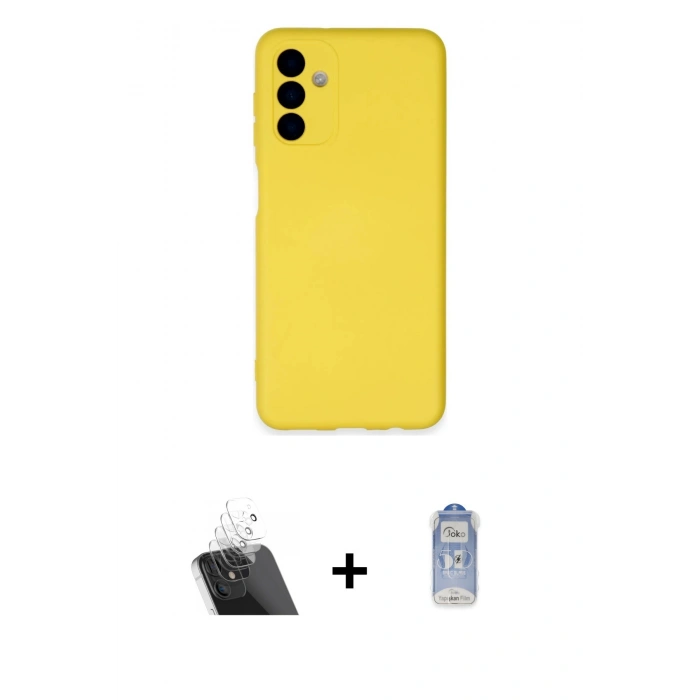 MARSİLYAN™- Galaxy A24 4G Kılıf Ahenk Serisi - Siyah Joko Magic 5D Cam + Kamera Lens Koruma Cam - SF
