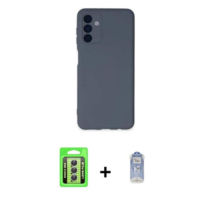 MARSİLYAN™- Galaxy A24 4G Kılıf Ahenk Serisi - Siyah Joko Magic 5D Cam + Raze Metal Kamera Lens - GS