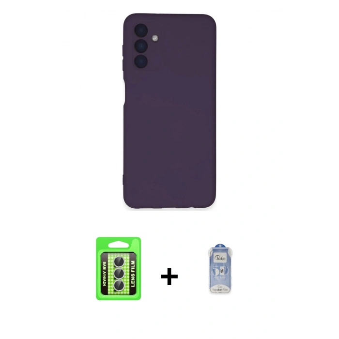 MARSİLYAN™- Galaxy A24 4G Kılıf Ahenk Serisi - Siyah Joko Magic 5D Cam + Raze Metal Kamera Lens - GS